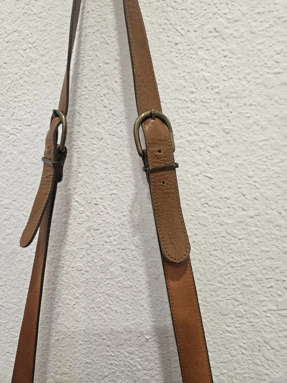 Vintage The Limited Tan Brown Textured Genuine Leather Crossbody Messenger Bag